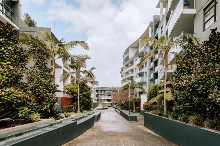 An apartment complex in waterloo, nsw with trees